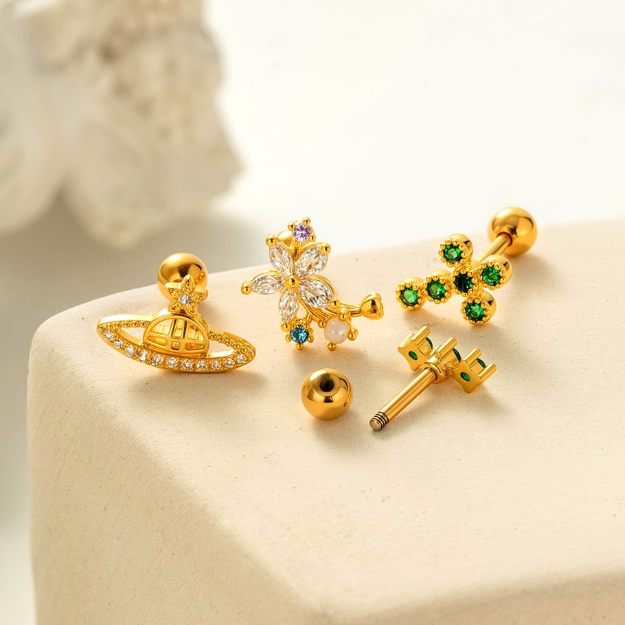 Schleife Knoten Kupfer Zirkon Piercings Ohrringe Bild3