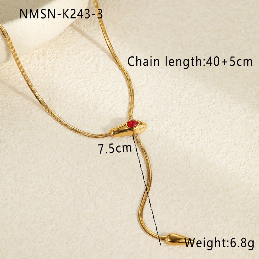 Simple Series Retro Animal Stainless Steel Zircon Women's Pendant Necklaces 
