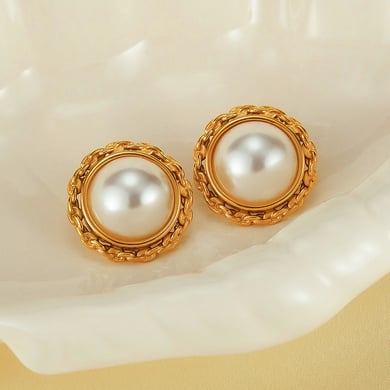 1 paio di orecchini a bottone da donna in acciaio inossidabile color oro, con motivo geometrico, semplici e quotidiani h5 Immagine4