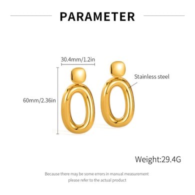 1 paio di orecchini pendenti da donna in acciaio inossidabile color oro, stile retrò, geometrici, semplici h5 Immagine2