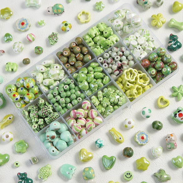 1 pièce de perle de bijoux en céramique de la série verte