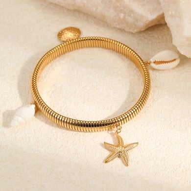1 Piece Romantic Series Vacation  Gold Color  Women's Bangles h5 Picture4
