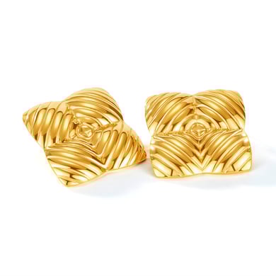 1 Paar Simple Series Tägliche geometrische Edelstahl Goldfarbene Damen-Ohrstecker h5 
