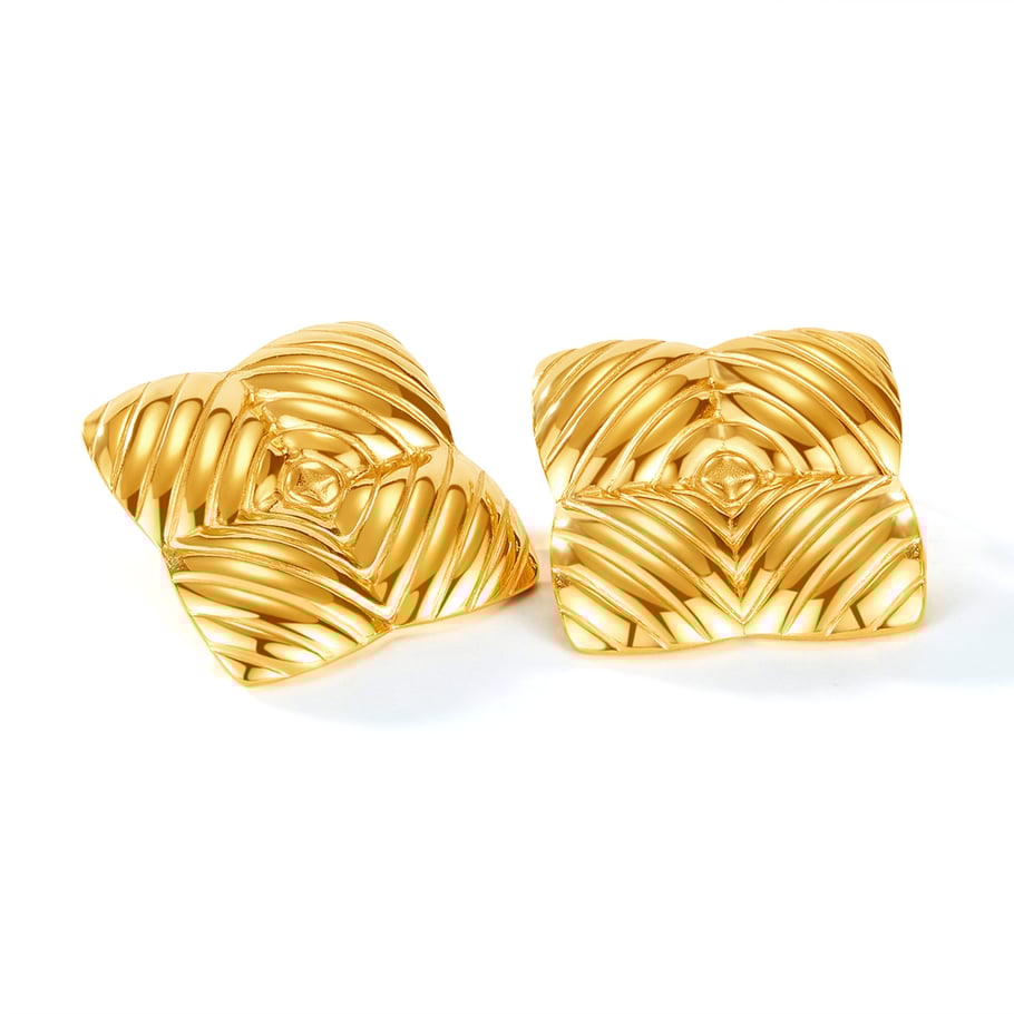 1 Paar Simple Series Tägliche geometrische Edelstahl Goldfarbene Damen-Ohrstecker 