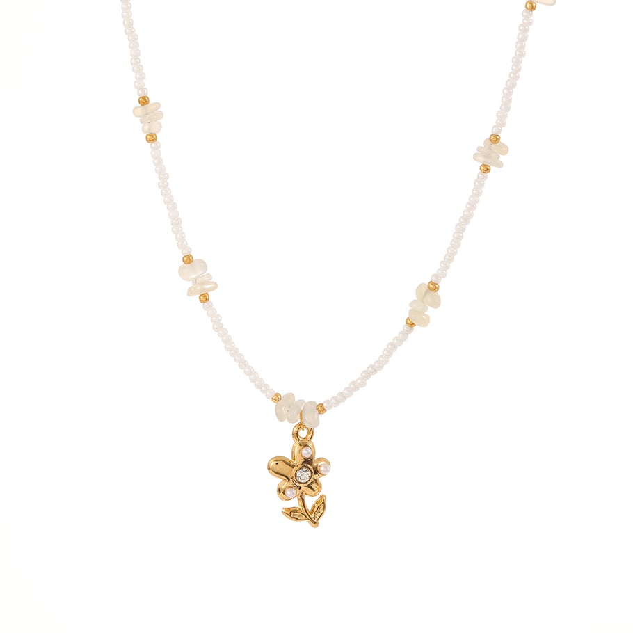 Collares colgantes de acero inoxidable color dorado con flores románticas 