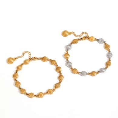 Pulseras de cadena de acero inoxidable color dorado estilo Ins h5 Imagen4