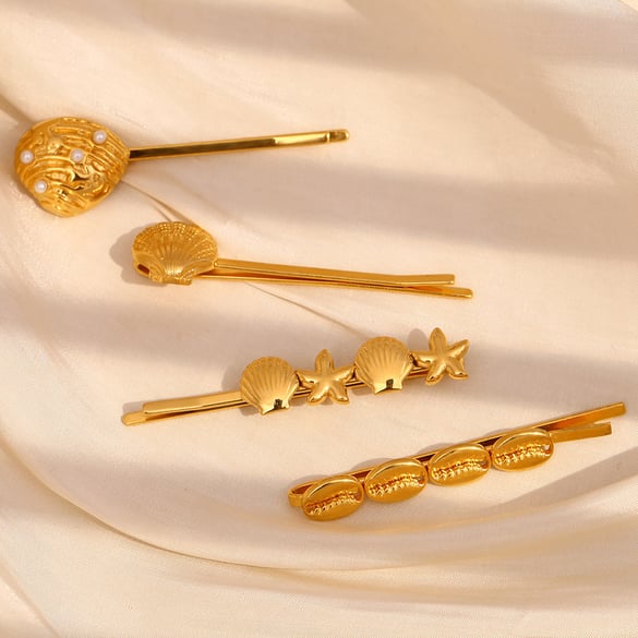 Fermagli per capelli in acciaio inossidabile color oro della serie Ocean Vintage da 1 pezzo 2