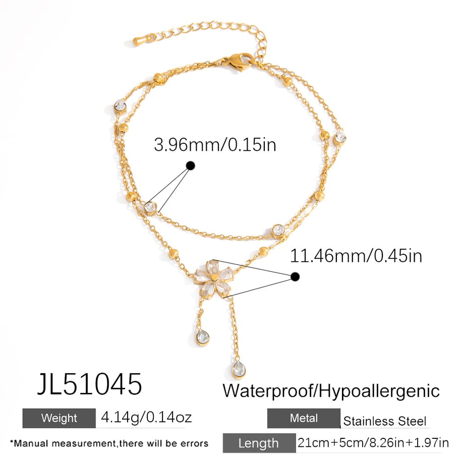 1 Piece Glamorous Flower Stainless Steel Gold Color Women's Anklets Picture2