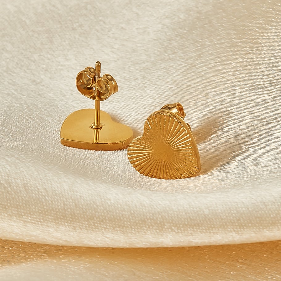 1 Paar Simple Series Daily Heart Edelstahl Goldfarben Damen Ohrstecker Bild6