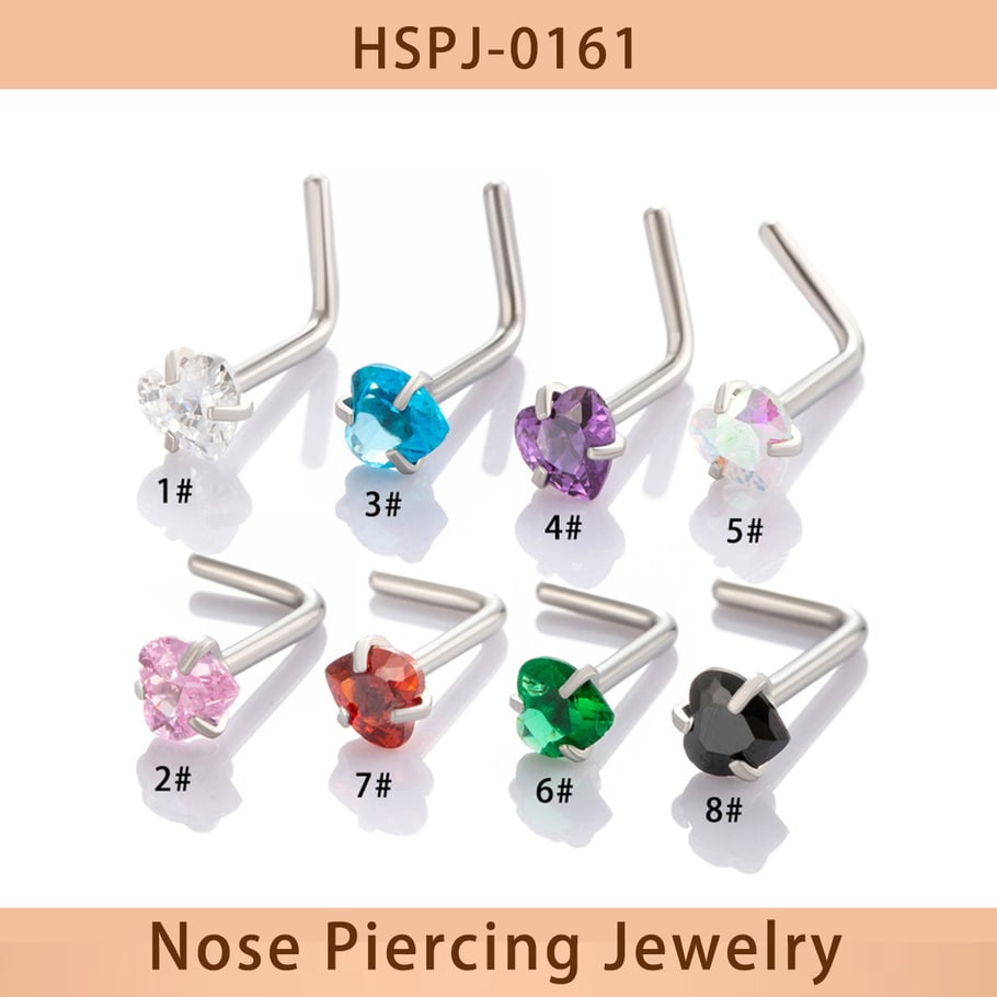 1 Paar Simple Series Simple Heart Edelstahl Kein Beschichtungsmaterial Zirkon Damen Nasenstecker Bild4