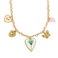 Collana con ciondolo a forma di cuore lungo colorato - Oro 