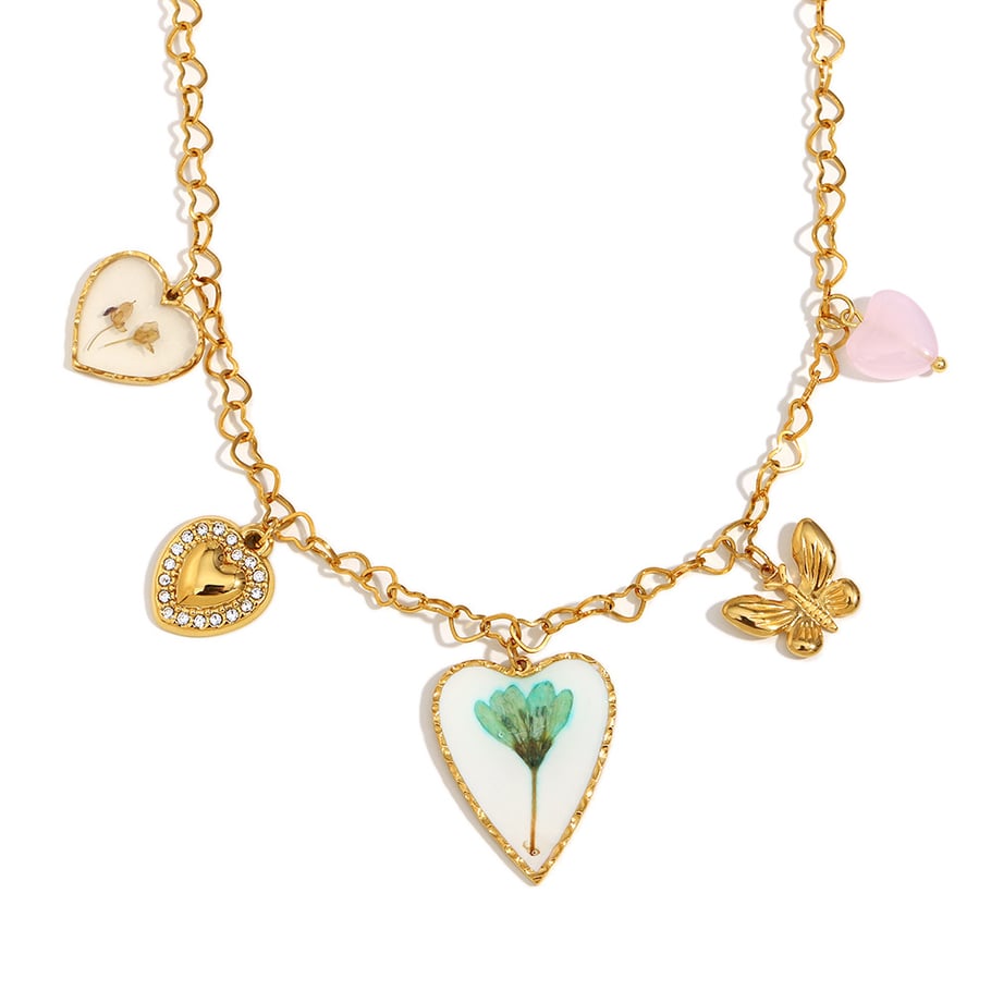 Collane da donna con ciondolo a forma di farfalla a forma di cuore romantico in stile lussuoso 