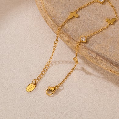 1 paio di bracciali a catena da donna in acciaio inossidabile color oro, serie semplice, con motivo &quot;Quotidiano Animale&quot; h5 Immagine6