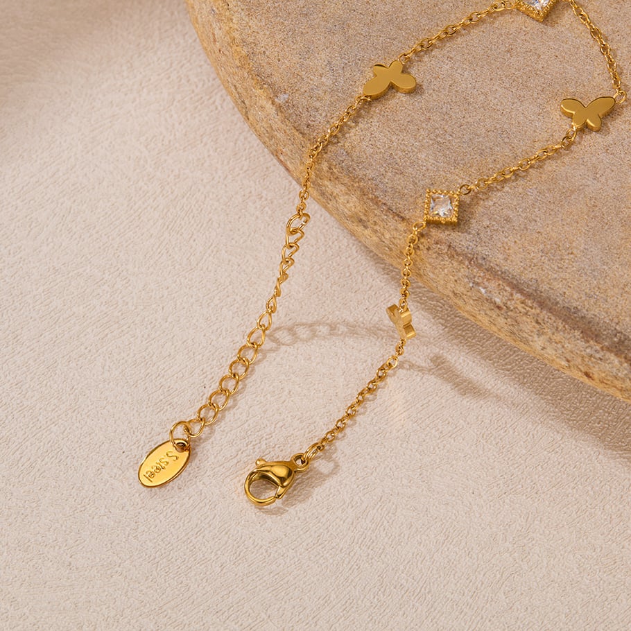 1 paio di bracciali a catena da donna in acciaio inossidabile color oro, serie semplice, con motivo &quot;Quotidiano Animale&quot; Immagine6