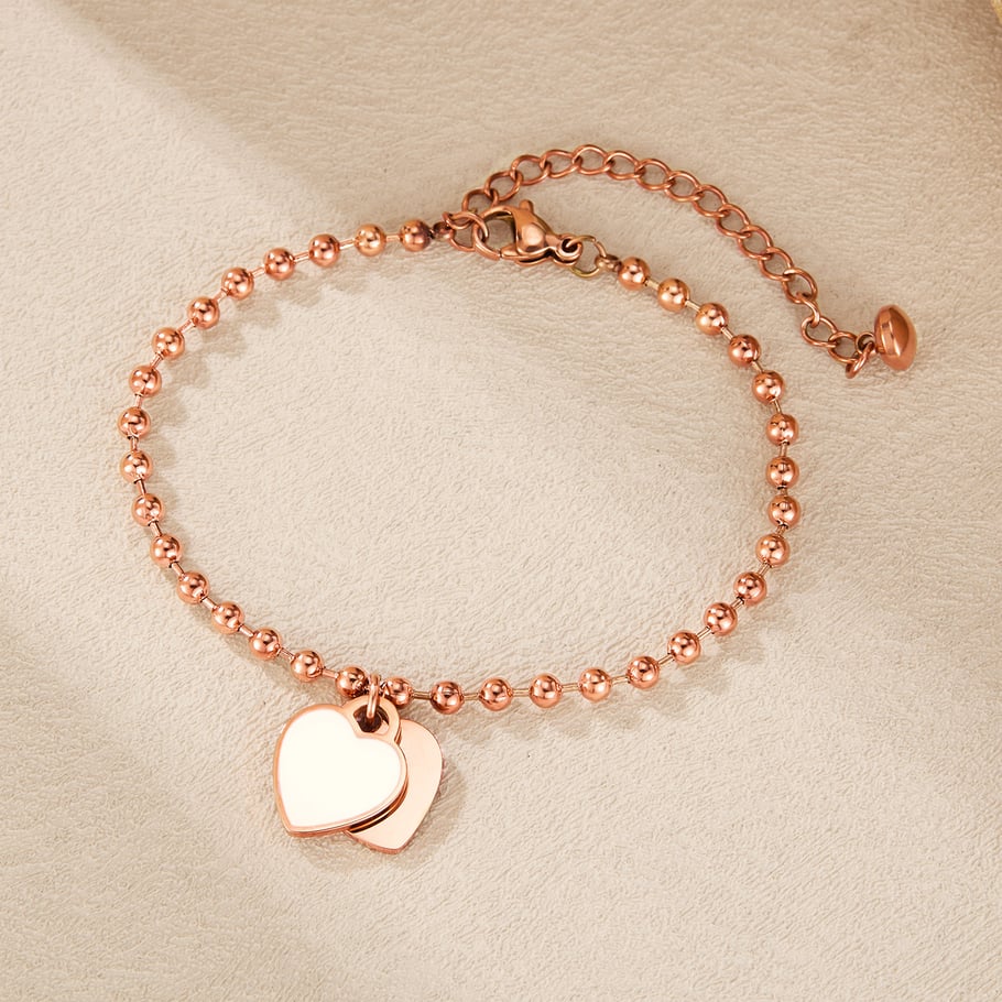 Bracelet de perles en acier inoxydable pour femme, série Simple, motif cœur simple, 1 pièce Image4
