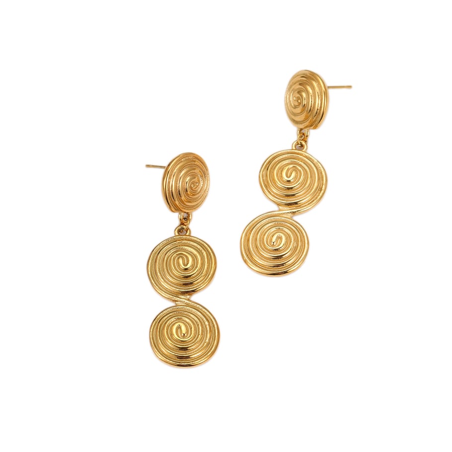 1 Pair Simple Series Daily Geometric Stainless Steel Gold Color Women's Dangle Earrings h5Picture5