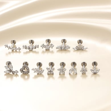 Blume Edelstahl Gold Farbe Zirkon Piercings Ohrringe h5 Bild5