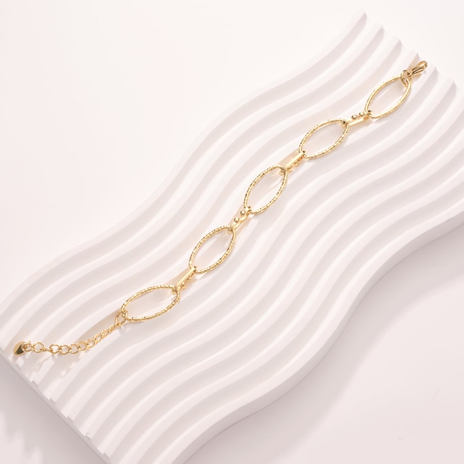 Classic Oval Patchwork Stainless Steel Gold Color Women's Chain Bracelets Picture4