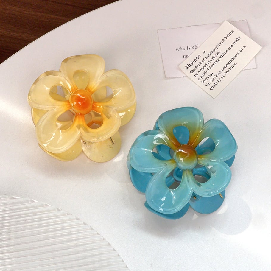 Pinces à cheveux en plastique pour femmes, série Simple, motif fleur douce Image3