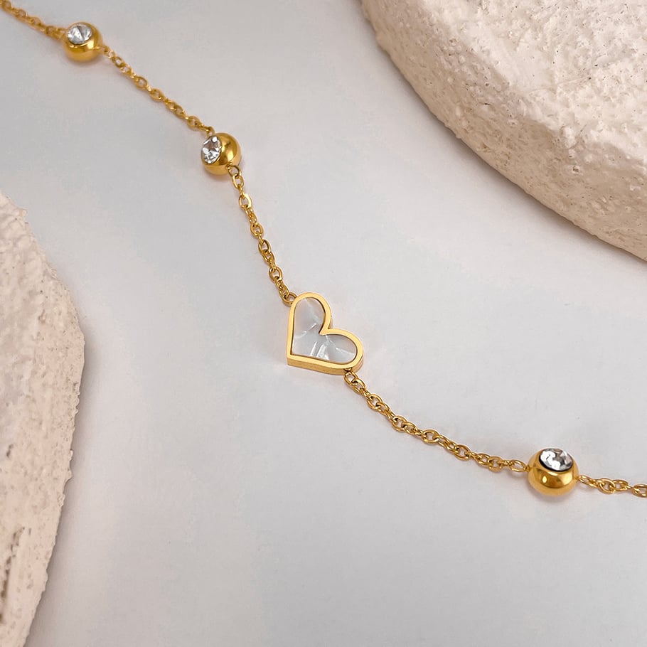 Heart Stainless Steel Gold Color Shell Charm Bracelets h5Picture7