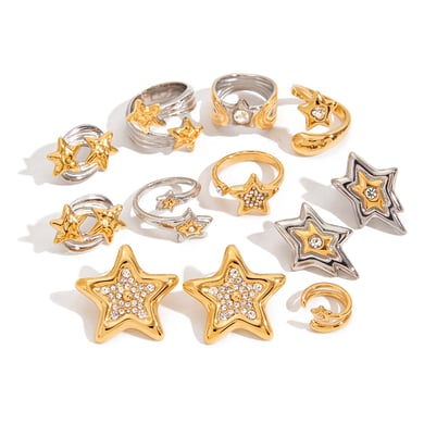 Ins Style Star Edelstahl Gold Farbe Ohrring Sets h5 Bild4