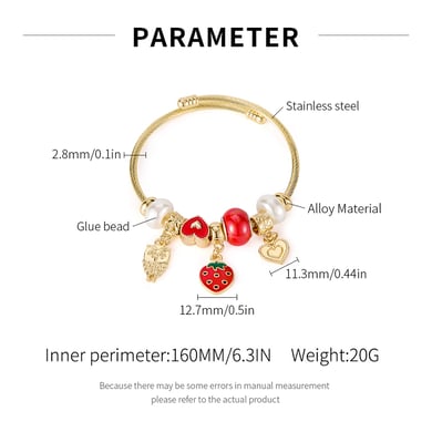 Erdbeere Gold Farbe Manschette Armbänder h5 Bild2