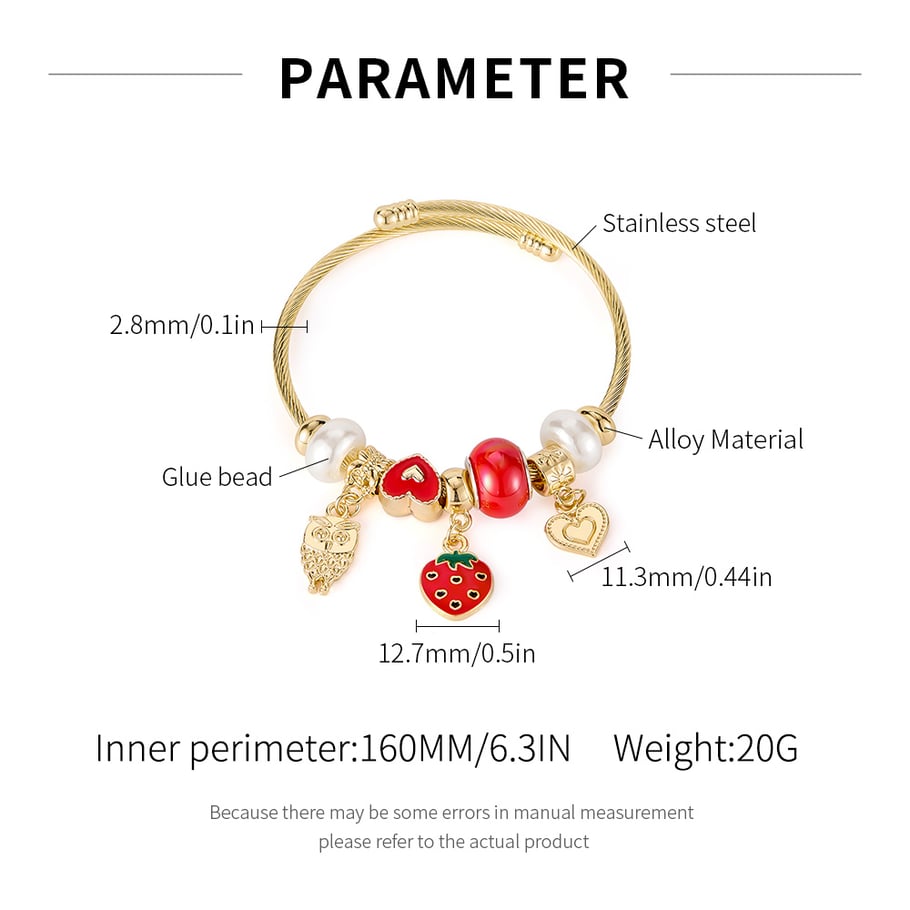Erdbeere Gold Farbe Manschette Armbänder Bild2