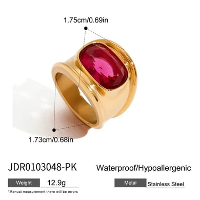 Retro Edelstahl Goldfarbene Edelsteinringe h5 