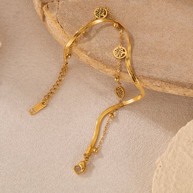 Bracelet chaîne pour femme en acier inoxydable couleur or, série simple, motif fleur quotidienne h5 Image7