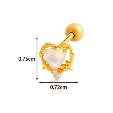 1 Çift Basit Seri Basit Kalp Bakır Altın Rengi Zirkonyum Kadın Piercing Küpe h5 Resim2