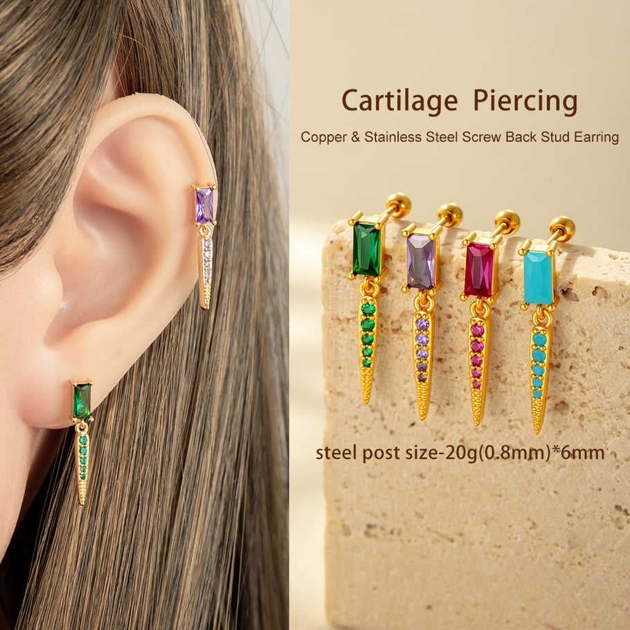 Kupfer Gold Farbe Zirkon Piercings Ohrringe Bild4