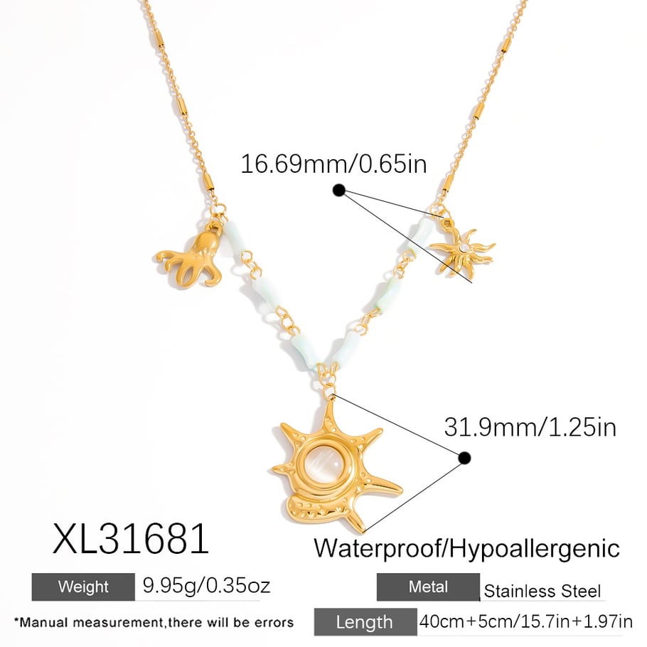 1 Piece Handmade Beaded Starfish Stainless Steel Women's Necklace h5Picture2