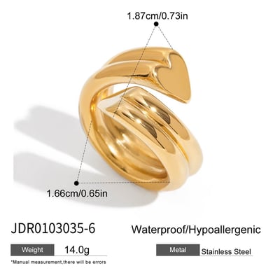 Simple Heart Stainless Steel Gold Color Minimalist Rings h5 Picture2