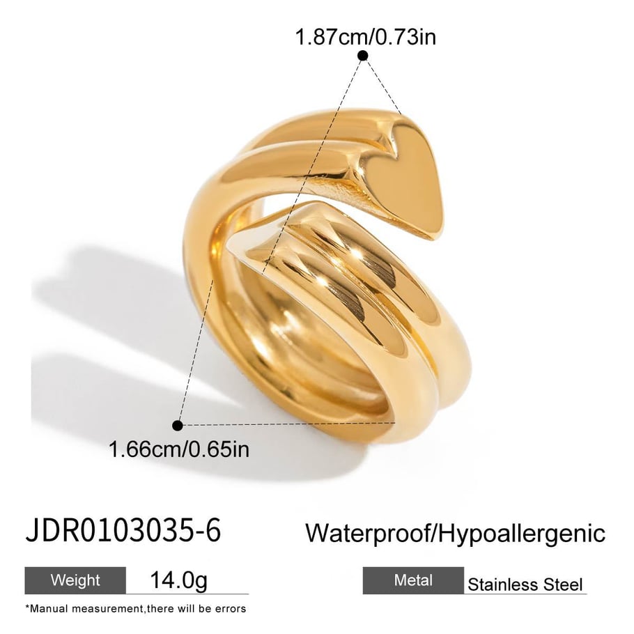 Simple Heart Stainless Steel Gold Color Minimalist Rings Picture2