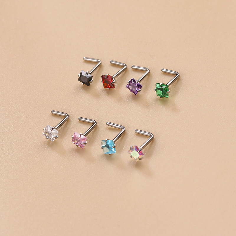 1 Paar Simple Series Simple Geometric Edelstahl Kein Beschichtungsmaterial Zirkon Damen Nasenstecker Bild4