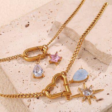 Stainless Steel Gold Color Zircon Pendants h5 Picture2
