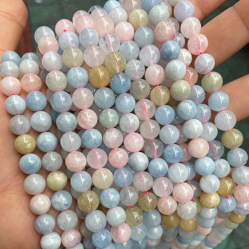 1 String Romantische Serie Süße Rosa Beryll Naturstein Schmuck Perlen Bild2