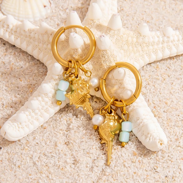 1 Paar einfache Serie Edelstahl Gold Farbe Damen Tropfen Ohrringe 2