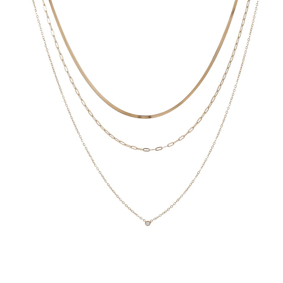 1 Pair Simple Series Chain Stainless Steel Gold Color Women's Layered Necklaces h5Picture5