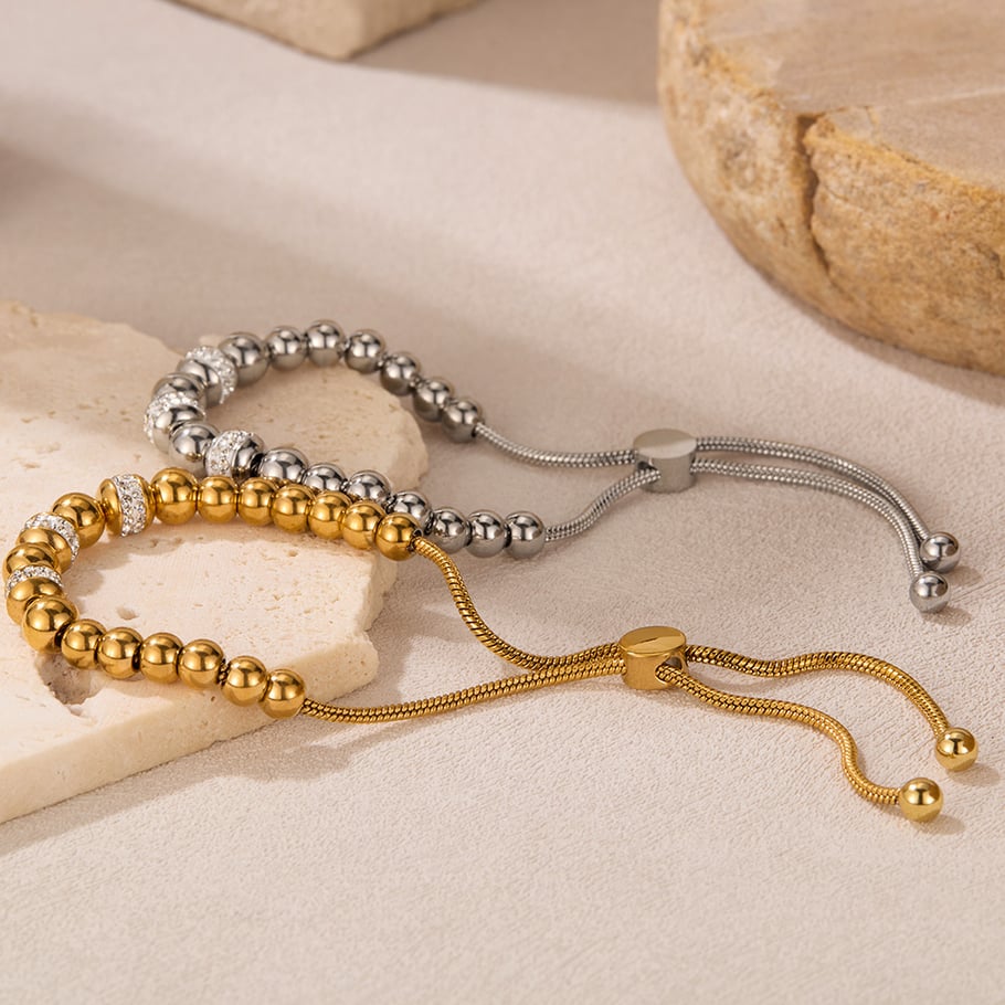 1 bracelet quotidien en acier inoxydable doré pour femme avec perles Image5