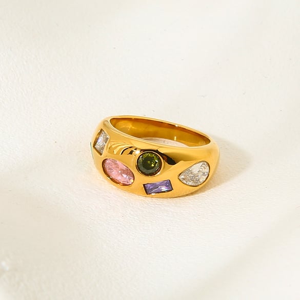 Luxuriöse Retro-Statement-Ringe aus Edelstahl im geometrischen Stil 2