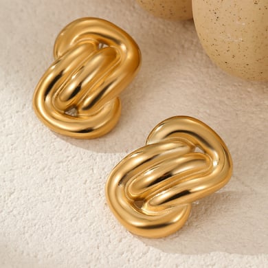 1 Paar einfache Serie elegante geometrische Edelstahl Gold Farbe Damen Ohrstecker h5 Bild4