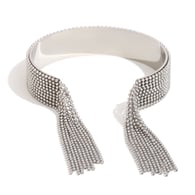 Bracciale largo con nappe di perline - Acciaio Immagine3