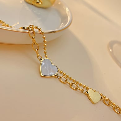 Sweet Heart Stainless Steel Gold Color Charm Bracelets h5 Picture5