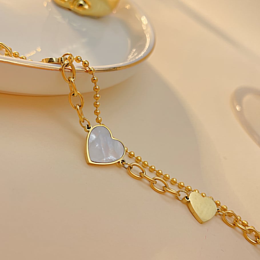 Sweet Heart Stainless Steel Gold Color Charm Bracelets Picture5
