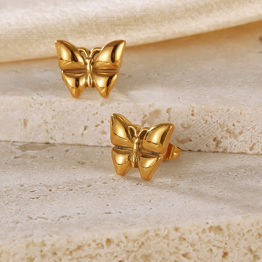 1 Pair Simple Series Daily Animal Stainless Steel Gold Color Women's Stud Earrings h5Picture3