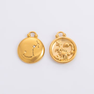 Constellation Round Stainless Steel Gold Color Women's Pendants h5 