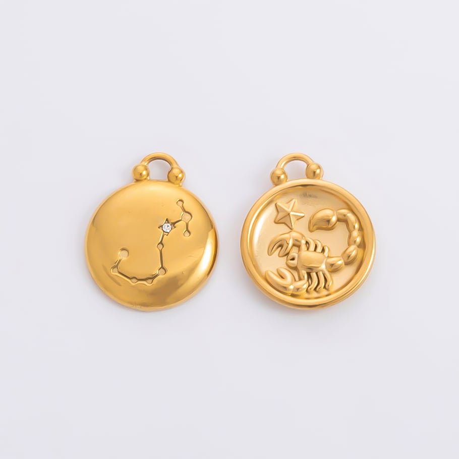 Constellation Round Stainless Steel Gold Color Women's Pendants 