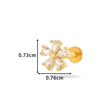 Flower Stainless Steel Gold Color  Zircon Piercings Earrings h5 Picture2
