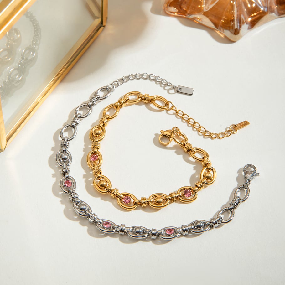 Classic Chain Stainless Steel Gold Color Chain Bracelets Picture3